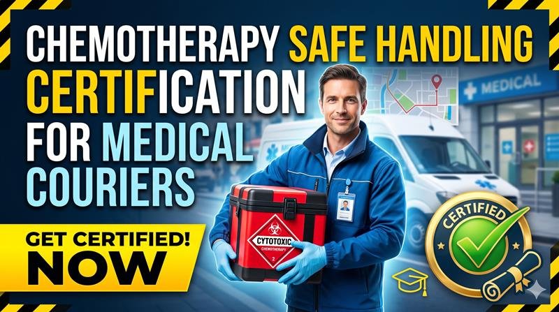 The Chemotherapy Safe Handling Certification for Medical Couriers course is designed to provide medical transportation professionals with the knowledge and skills required to safely handle, transport, and deliver chemotherapy medications and other hazardous drugs. Chemotherapy agents are highly regulated substances that can pose serious health risks if mishandled. Medical couriers play a critical role in maintaining the safety, integrity, and compliance of these medications throughout the transportation process. This comprehensive online training course covers the fundamentals of hazardous drug awareness, chemotherapy transportation regulations, personal protective equipment (PPE), spill response procedures, packaging requirements, chain-of-custody protocols, exposure prevention, and emergency response practices. Participants will learn industry best practices for minimizing contamination risks while ensuring medications reach healthcare facilities, pharmacies, infusion centers, and patients safely and securely. The course also addresses federal safety guidelines, occupational health considerations, and proper documentation procedures that help organizations comply with workplace safety standards and healthcare transportation requirements. Through practical examples and real-world scenarios, learners will gain confidence in managing chemotherapy shipments while protecting themselves, healthcare personnel, patients, and the public. Upon successful completion, participants will receive a Chemotherapy Safe Handling Certification that demonstrates their commitment to safety, regulatory compliance, and professional excellence in medical courier services.